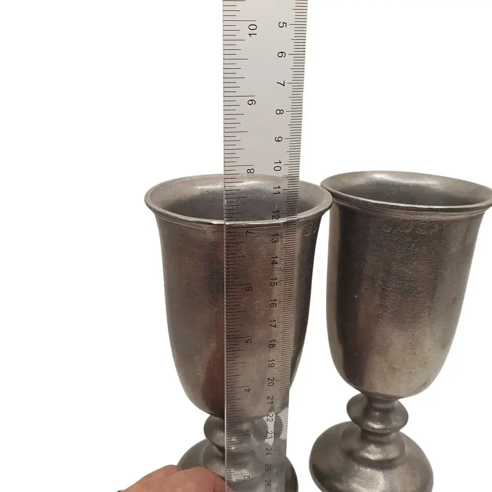 Vintage‎ Wilton Armetale Pewter Water Wine Goblets  Plough Tavern Style Set of 2